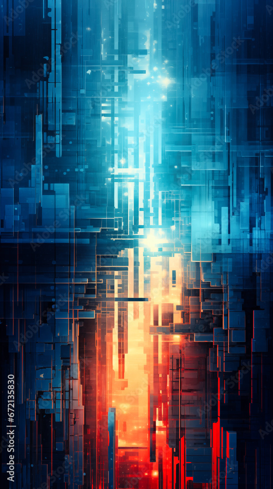 abstract technology background with blue and red lines
