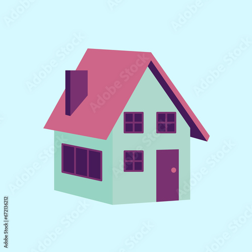 Flat Illustration Of House Exterior © NurulAmalia