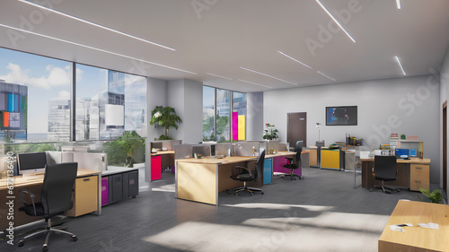 Interior office space. The open concept. Generative AI.