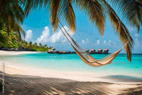 beach with coconut palm tree