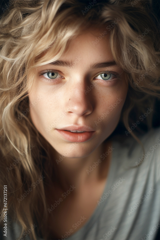 close up portrait of young woman close up portrait of young woman