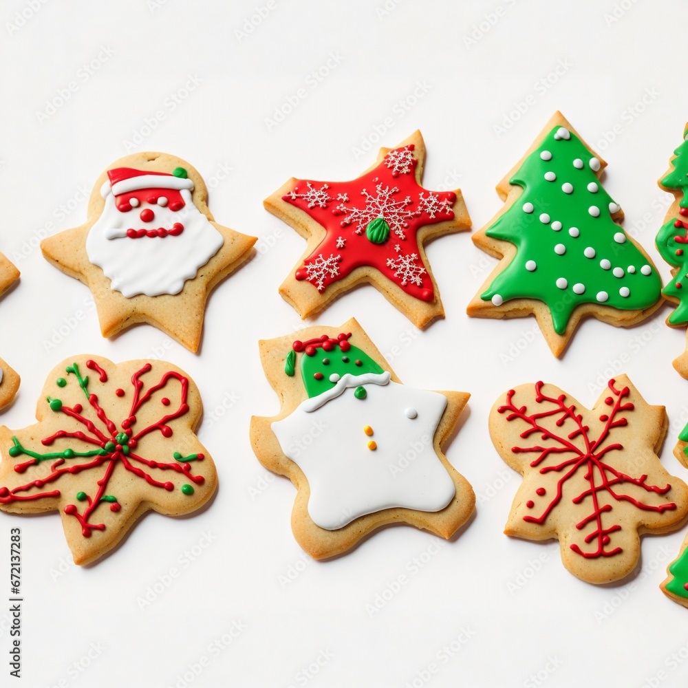Assorted Christmas Cookies on White