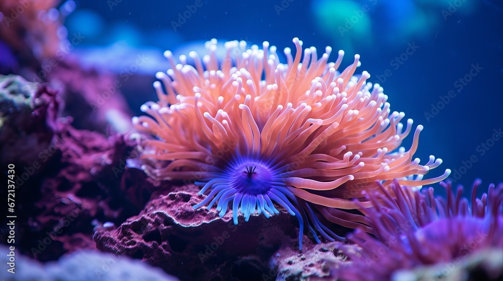 Charming anemone angle playing on the coral reef Charming anemone angle playing on the coral reef