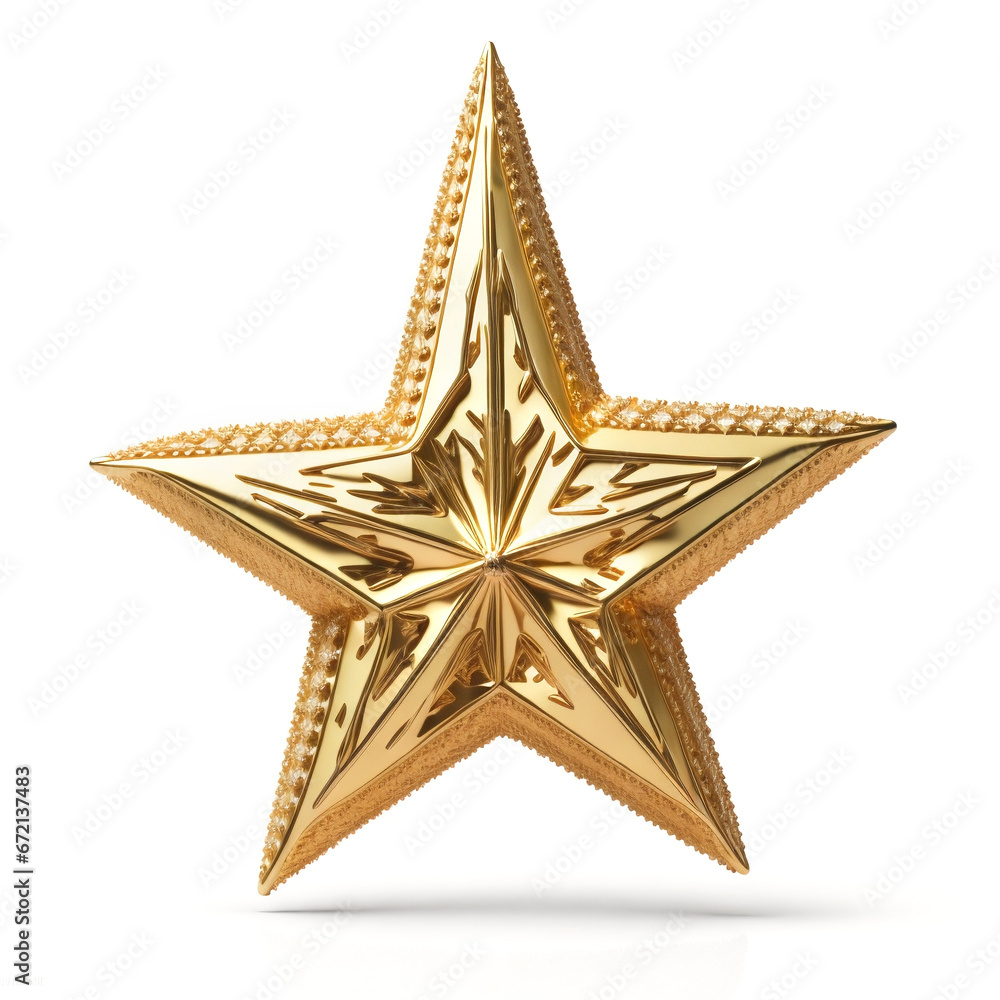 Fototapeta premium Golden Christmas Star on White Background