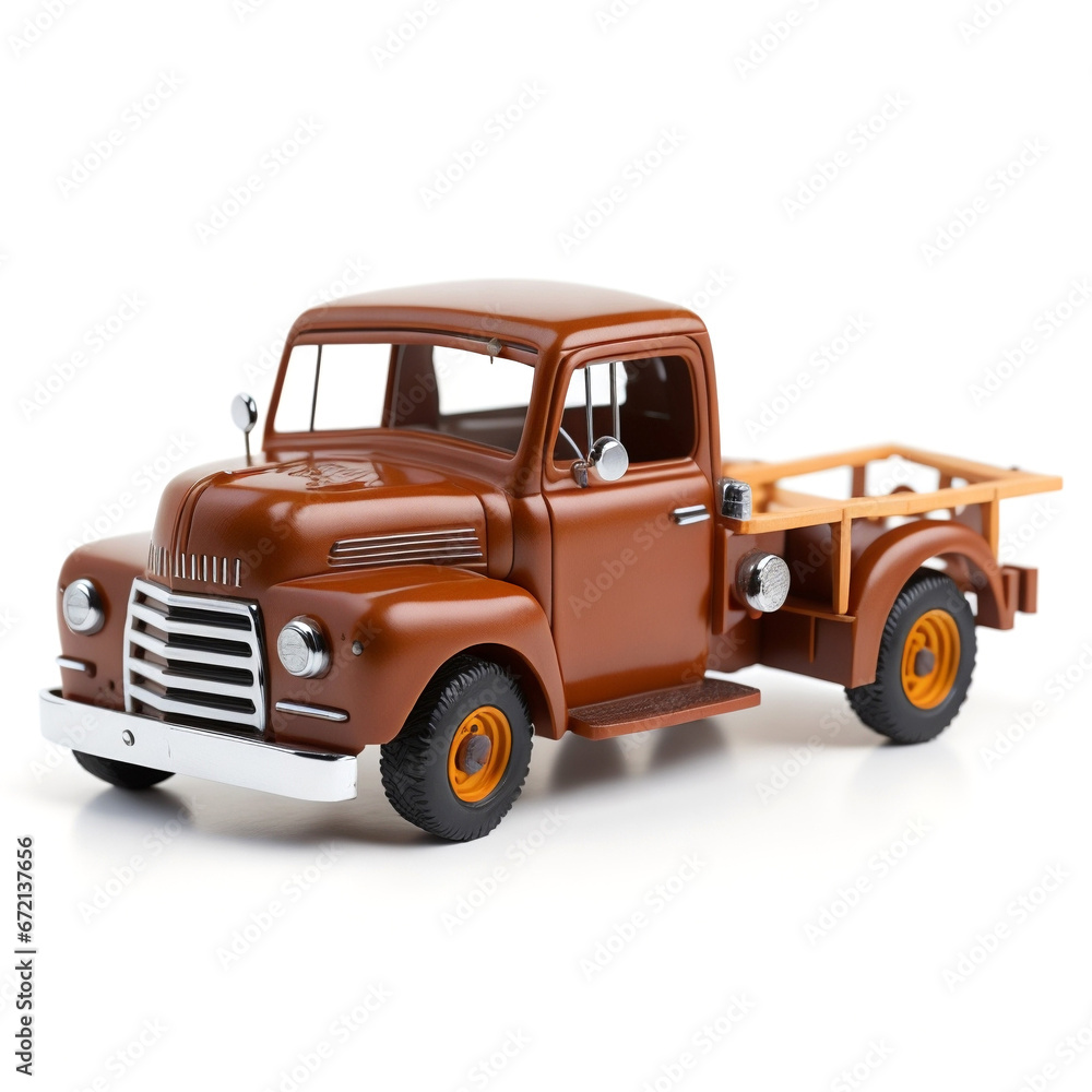 Brown Toy Truck on White Background