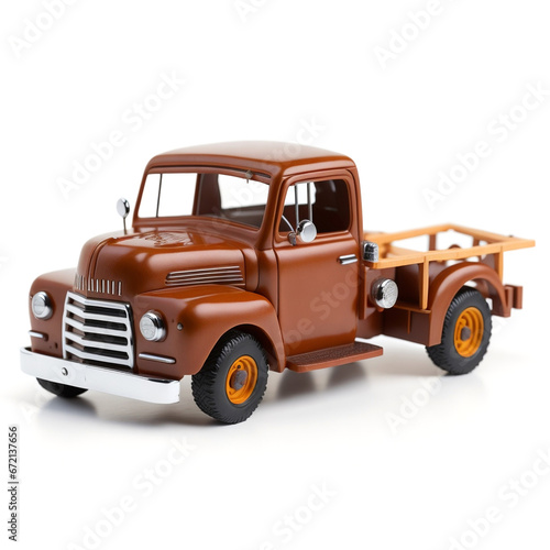 Brown Toy Truck on White Background