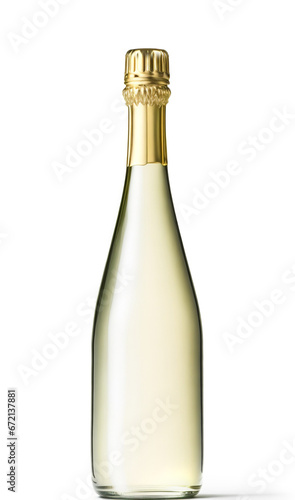 White Champagne Bottle on White Background