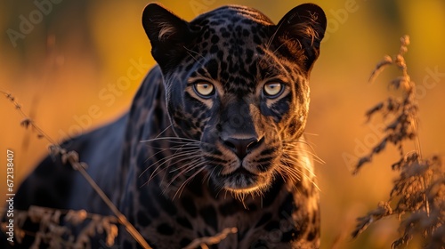 African panther female posture in excellent evening light