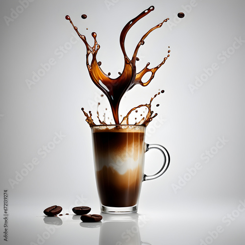 coffee splash isolated on white background. ai generative