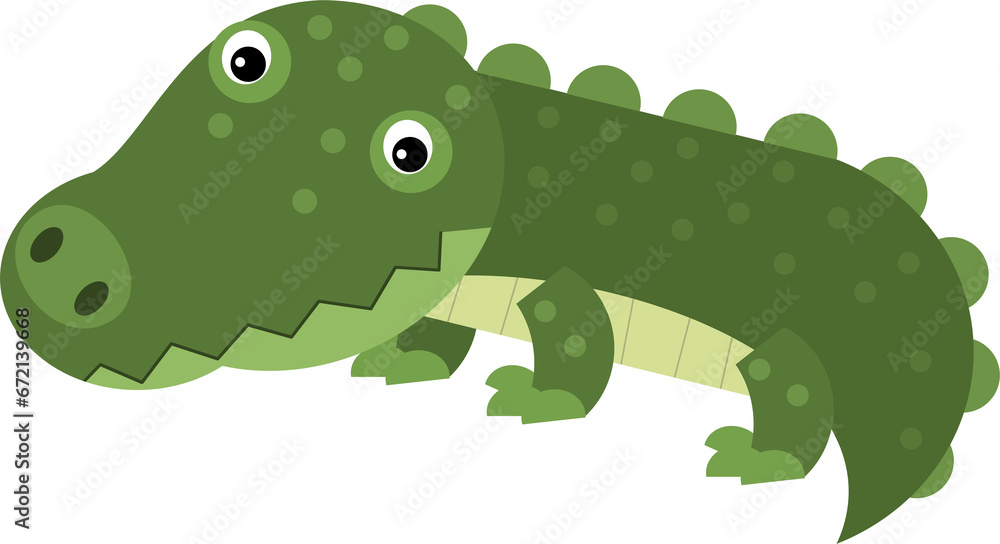 Obraz premium cartoon scene with happy crocodile alligator isolated safari illustration for children