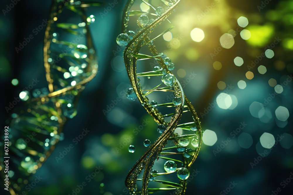Photo of a realistic 3D rendering of a vibrant green double-stranded plant Photo of a realistic 3D rendering of a vibrant green double-stranded plant