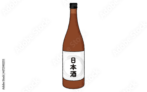 手描き風アナログタッチの日本酒、一升瓶