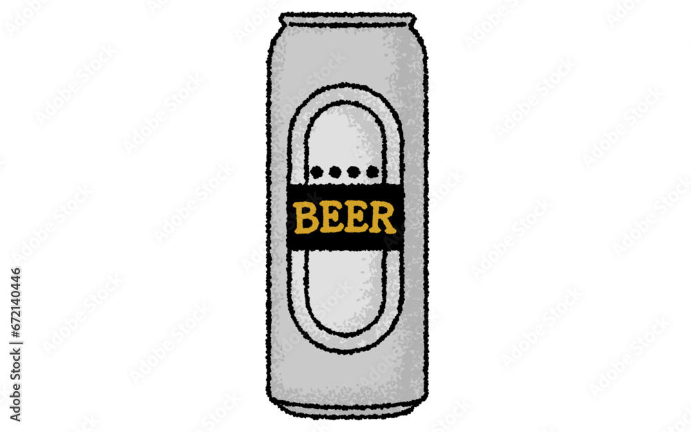手描き風、アナログタッチの缶ビール500ml 手描き風、アナログタッチの缶ビール500ml