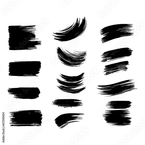 Black brush strokes. Vector paintbrush set. Grunge design elements.