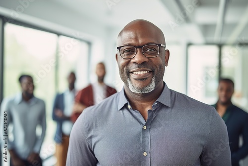 business businessman office mature middle aged meeting man portrait corporate manager smiling black businessperson generative ai