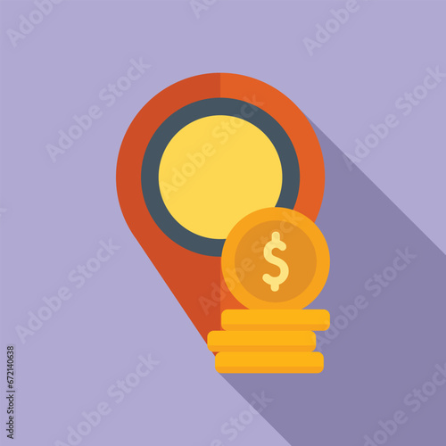 Cash stack location icon flat vector. Card exchange money. Online credit