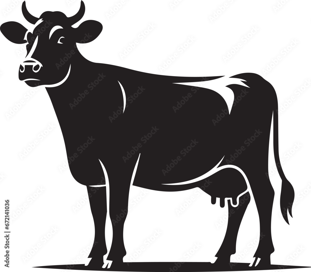 Cows Silhouettes In Different Poses Cow Grazing On Meadow Cows Silhouettes In Different Poses Cow Grazing On Meadow