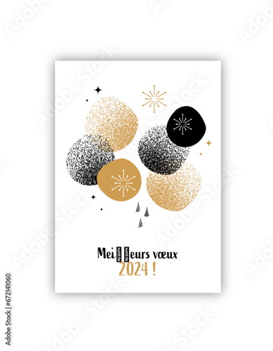 Carte de vœux - Noël - Meilleurs vœux 2024 - fêtes de fin d'année - Christmas - New year - 2024 - brillant