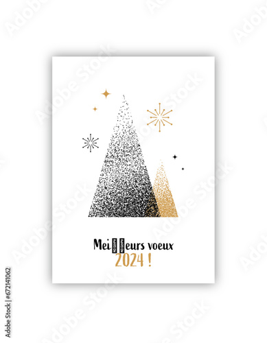 Carte de vœux 2024 - Meilleurs vœux - Noël - Merry Christmas - Happy new year - fêtes de fin d'année