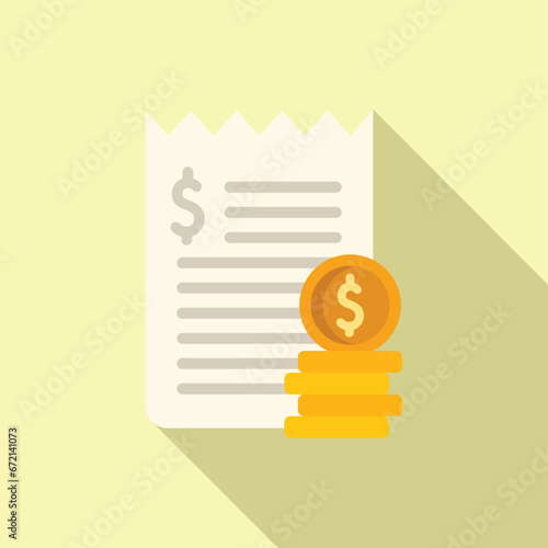 Cash paper document icon flat vector. Check safe money. Coin finance