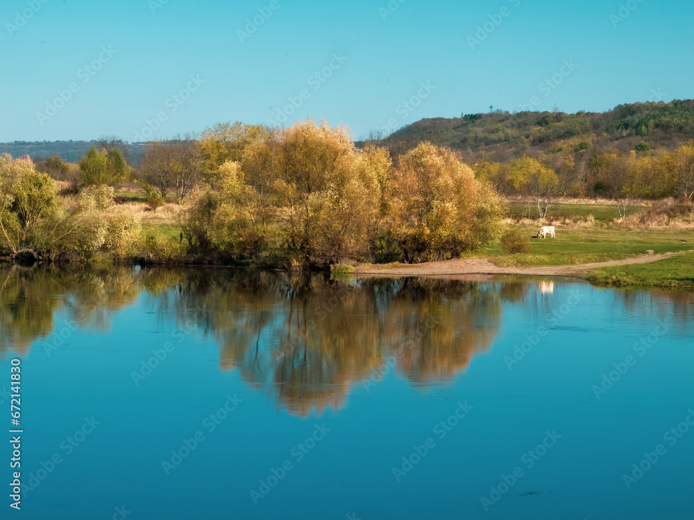 Moldova Soroca. View of the Dniester River and the Ukrainian bank