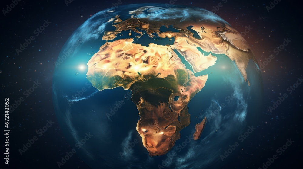 Africa continent from space. Satellite view - obrazy, fototapety, plakaty 