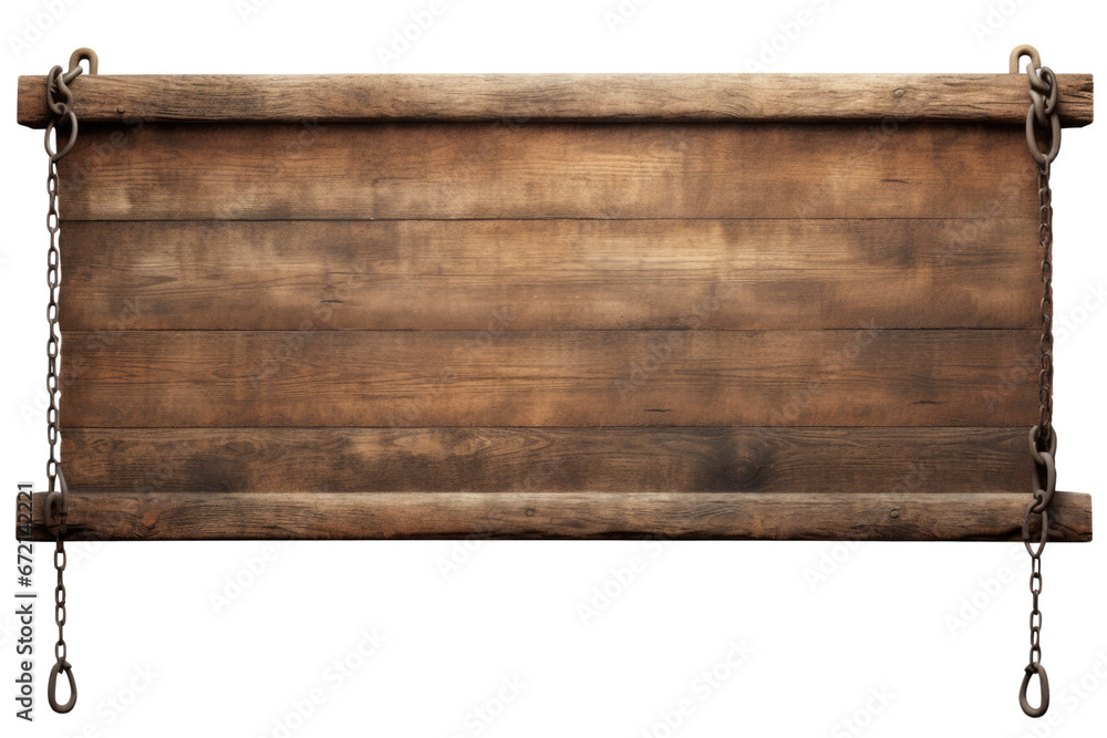 old medieval wood board hanging isolated on transparent background png - obrazy, fototapety, plakaty 