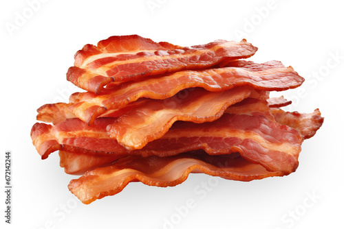 slices of bacon isolated on transparent png photo