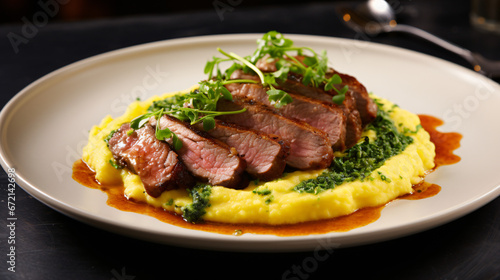 Roast veal with polenta and gremolata
