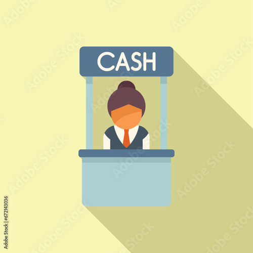 Cash bank kiosk icon flat vector. Credit money. Sign card coin finance