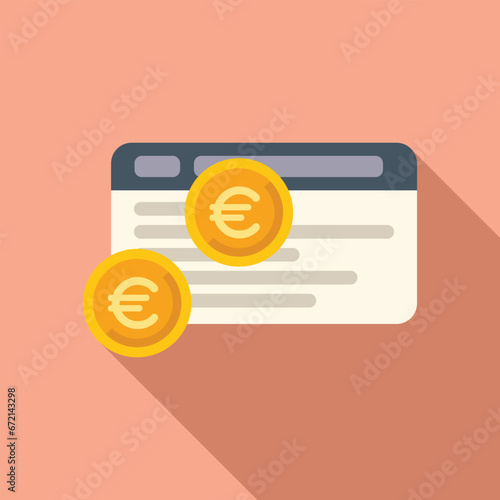 Online web credit money icon flat vector. Change safe wallet. Check card