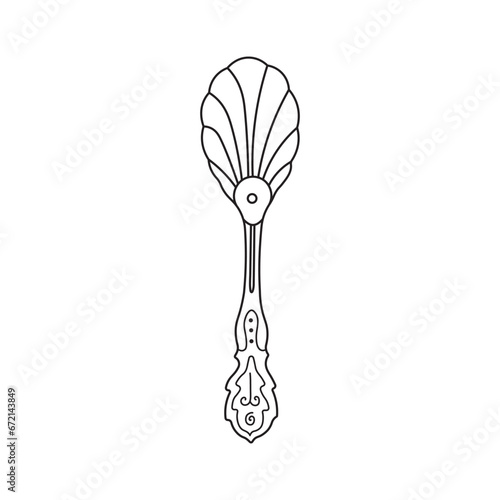 Hand drawn Kids drawing Cartoon Vector illustration sugar spoon Isolated in doodle style