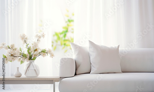 white sofa in a living room, modern interior 
