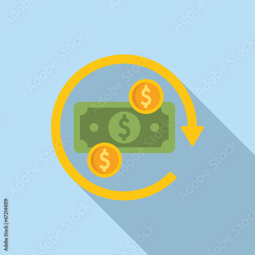 Change cash currency icon flat vector. Money payment. Change safe atm