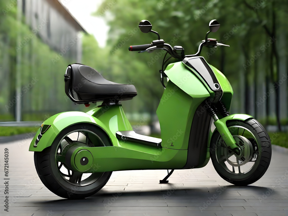 Eco friendly electric tricycle with electric motor and battery components visible
