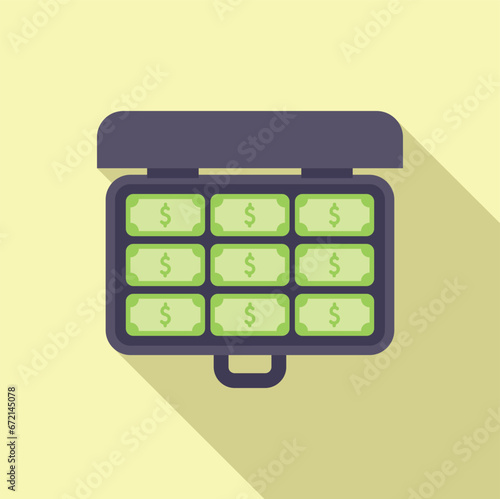 Cash pack in case money icon flat vector. Currency card. Dollar money