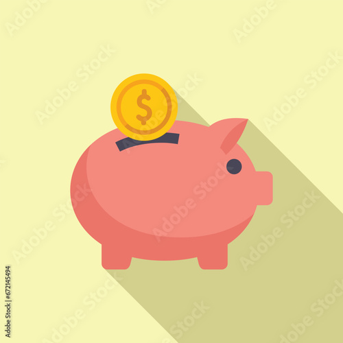 Investment piggy bank icon flat vector. Finance safe. Sign funds
