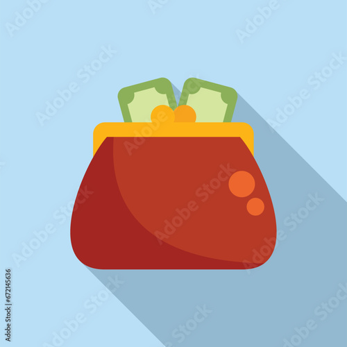 Retro money wallet icon flat vector. Funds stock. Web sign safe