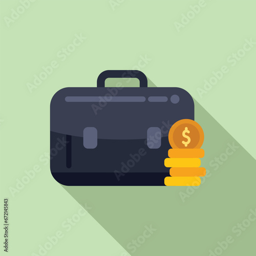 Finance suitcase icon flat vector. Card credit wallet. Dollar finance payment