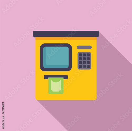 Atm modern bank icon flat vector. Sign payment card. Wallet credit