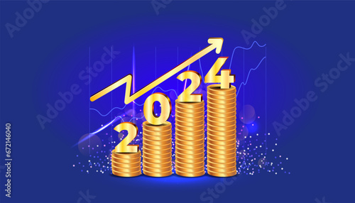 Business and Financial concept design of new year 2024.