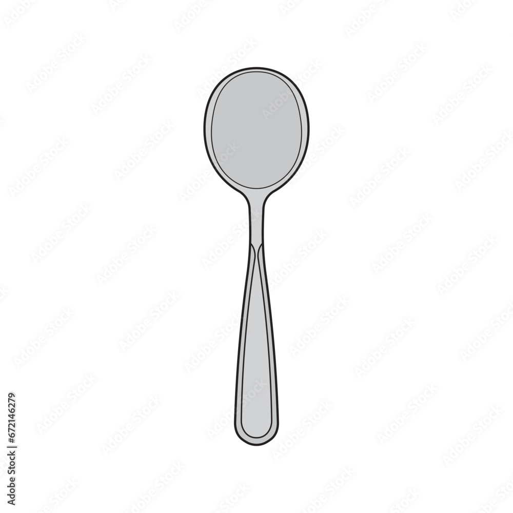 Hand drawn Kids drawing Cartoon Vector illustration tea spoon Isolated in doodle style Hand drawn Kids drawing Cartoon Vector illustration tea spoon Isolated in doodle style