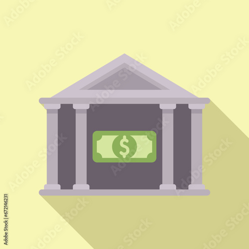 Money cash bank icon flat vector. Payment stack wallet. Exchange cashback stock