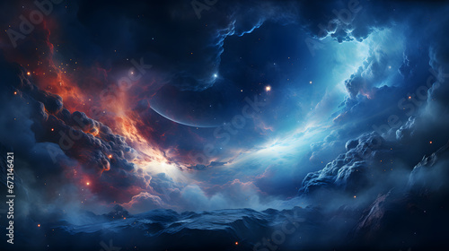 A mesmerizing space-themed background with swirling galaxies and stars, igniting the imagination with the wonders of the universe. © CanvasPixelDreams
