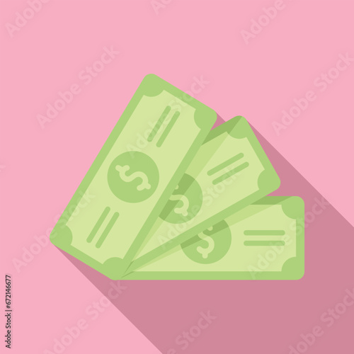 Cash money banknotes icon flat vector. Sign funds. Paper safe wallet