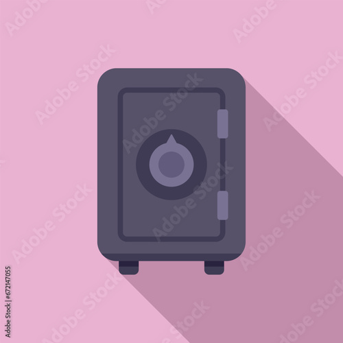 Old home money safe icon flat vector. Finance funds. Safe paper unit