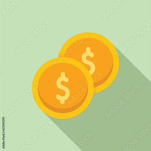 Gold coins money icon flat vector. Payment card change. Credit wallet