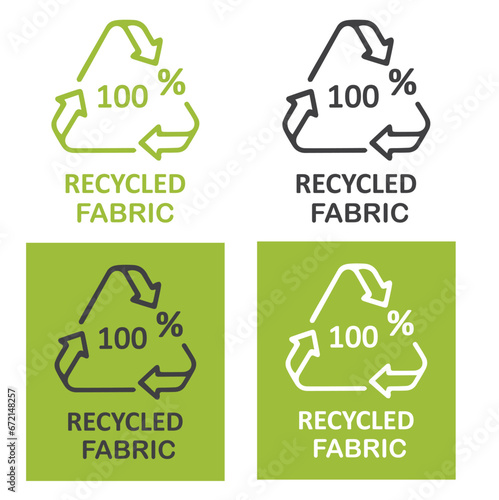 Recycled fabric icons set in green filled and outlined.