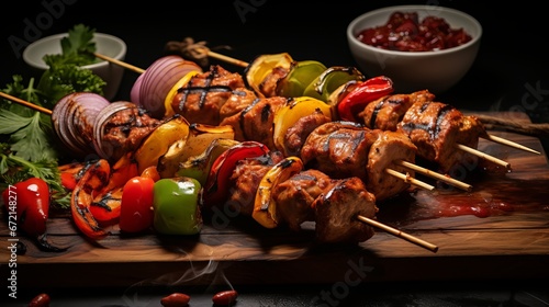 Kebab platter with flame broiled chicken lula kebab ribs kebab and barbecued peppers