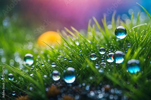 dew drops on grass photo